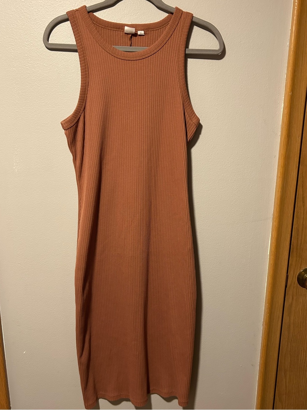 GAP Ribbed Tank Midi Dress Terracotta Size M